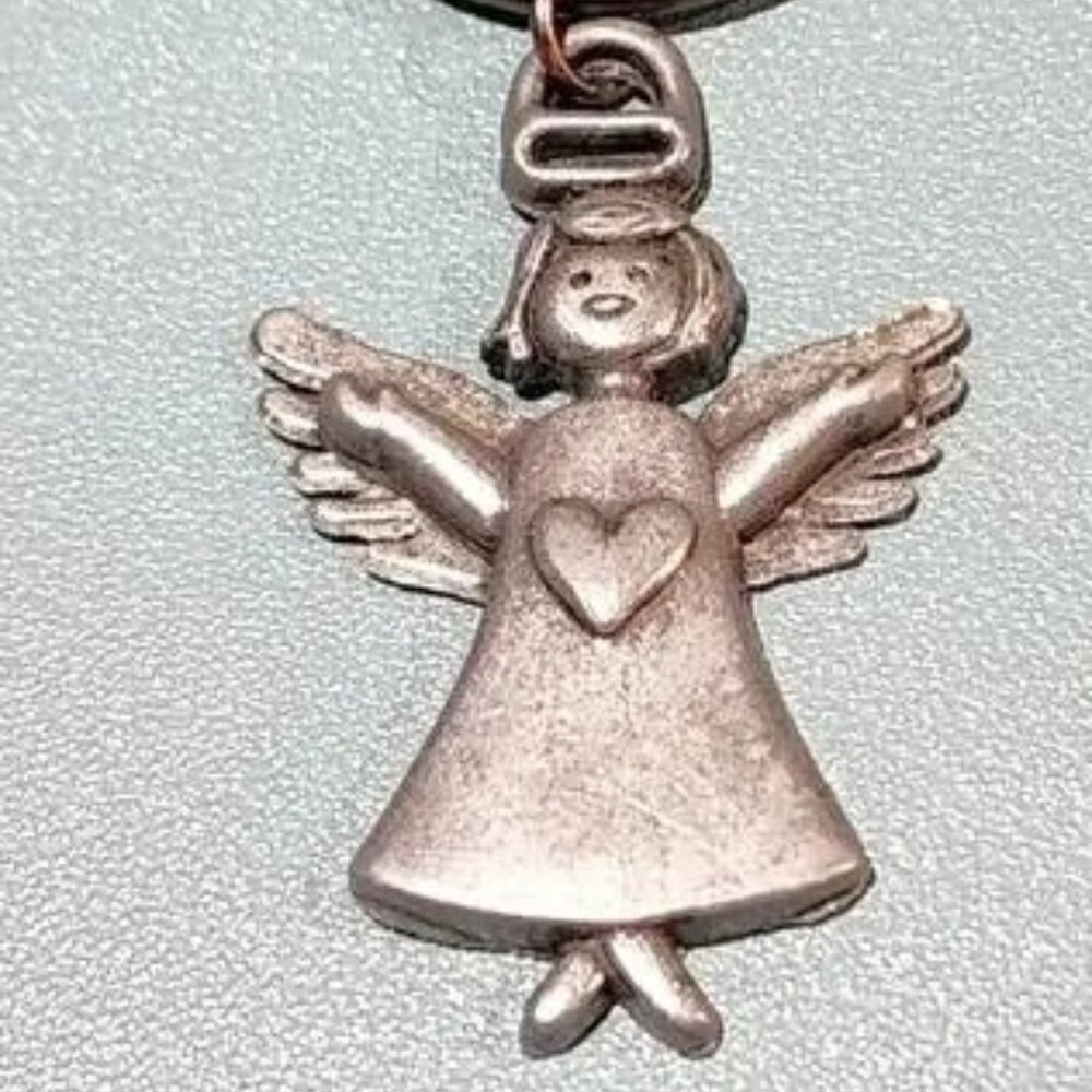 Vintage Pewter Angel Heart Open Arms Key Chain